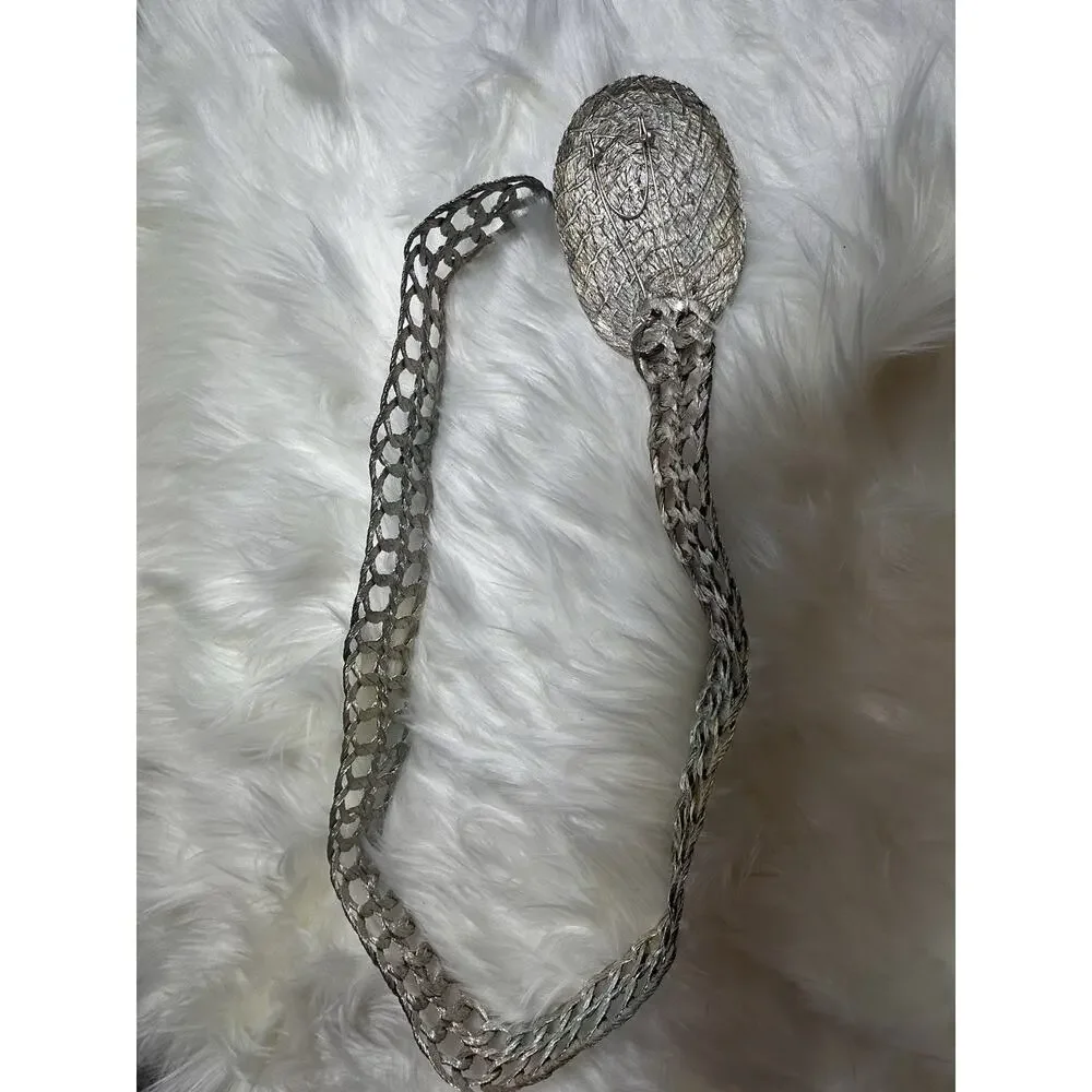 Vintage Metallic Woven Braided Belt  Iridescent Wash Adjustable Ombré Boho Retro